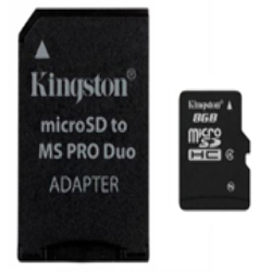Memoria Micro SD HC 8GB + Adaptador MS Duo Kingston