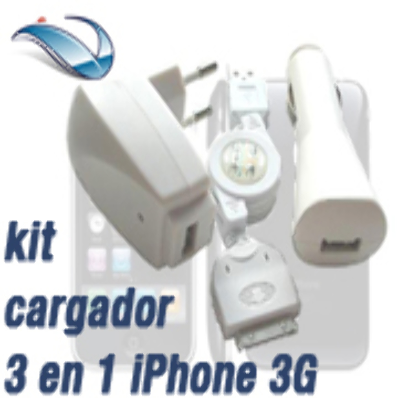 Cargador 3 en 1 iPhone iPod 3G 3GS, Nano 4ta, otros