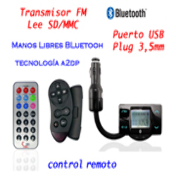 Transmisor FM USB SD Bluetooth A2DP Manos Libres 2 Controles!