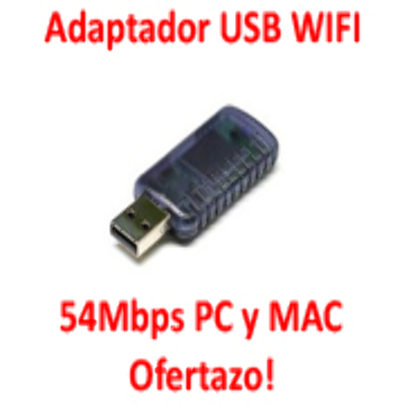 Adaptador USB Wifi Inalámbrico 54Mbps PC y MAC Chip Zydas Oferta