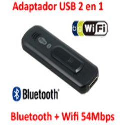 Adaptador USB Wifi 54MBPS + Bluetooth v2.0 EDR Dos en Uno!