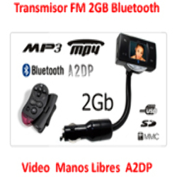 Transmisor FM USB 2GB Mp4 Mp3 Video Color Bluetooth Manos Libres