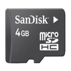 Micro SD HC 4GB Sandisk Clase 4 + Adaptador SD