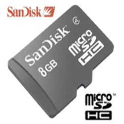 Micro SD HC 8GB Sandisk Clase 4 + Adaptador SD