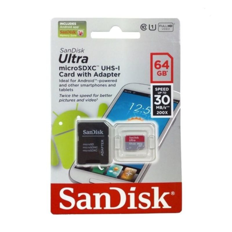 Micro SD 64GB XC SanDisk Ultra Sellada Retail