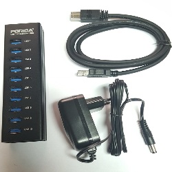 Hub USB 3.0 10 Puertos 2A AC 4.8Gbps