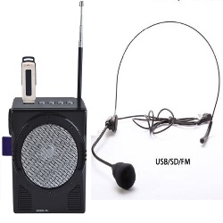 Microfono Tipo Piloto Amplificador Recargable Radio Mp3 Usb SD
