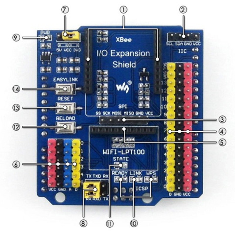 Modulo Expansion IO Xbee Arduino para Wifi-lpt100