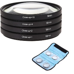 Filtros Close-up Macro 58mm Kit 4 Unidades +1 +2 +4 +10 Estuche