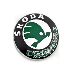 Emblema Skoda 80mm Verde Plateado