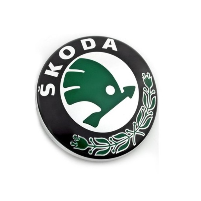 Emblema Skoda 90mm Verde Plateado