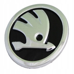 Emblema Skoda 80mm Negro Plateado